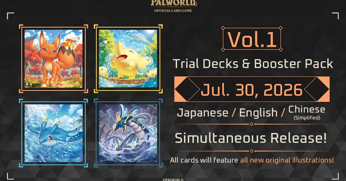 Palworld OFFICIAL CARD GAME Trial Decks and Booster Pack on sale July 30, 2026!